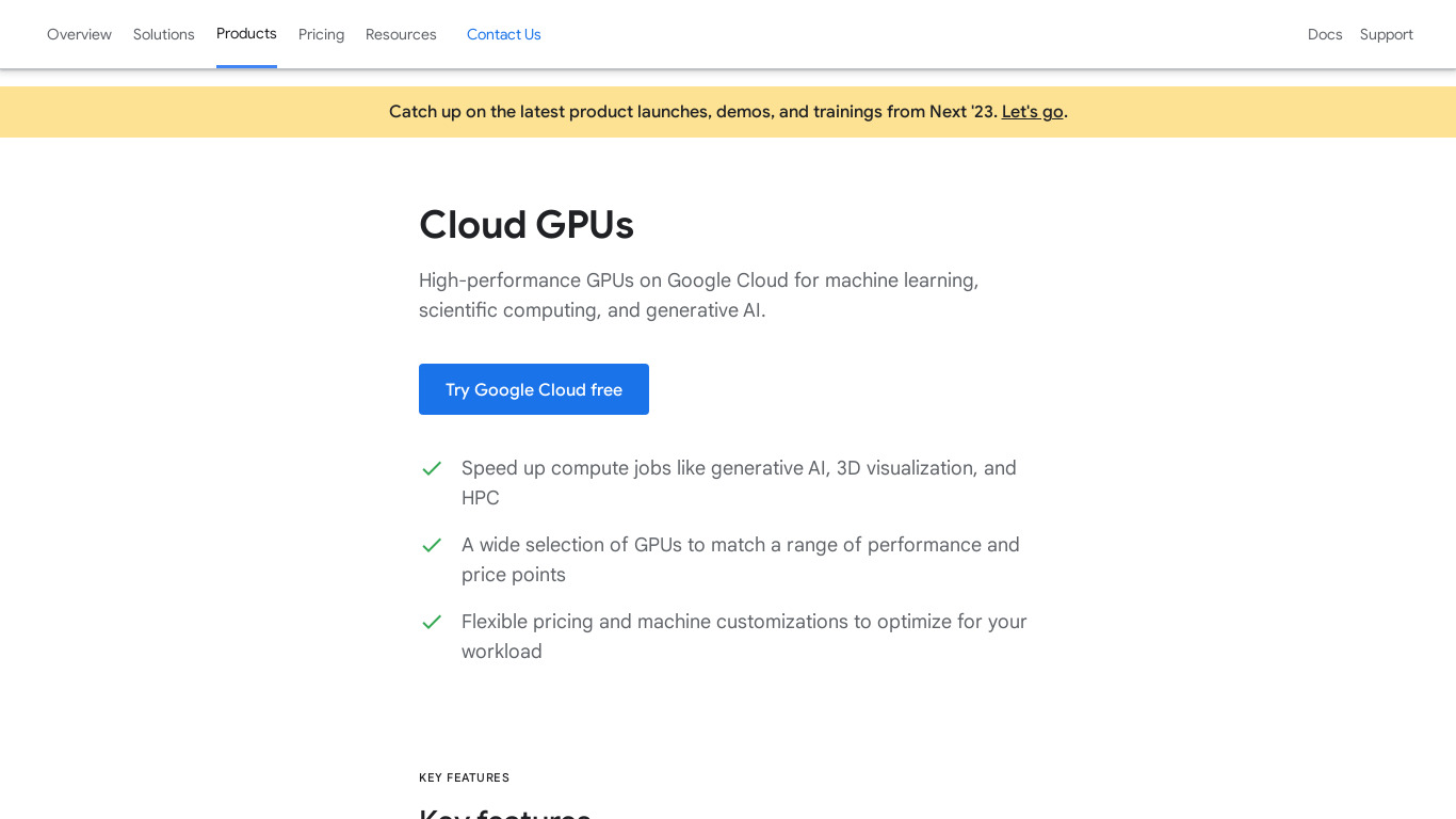 Cloud GPU Landing page