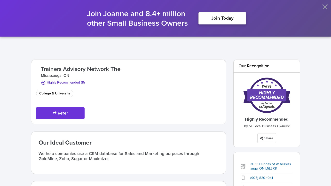 The Trainers Advisory Network Landing page