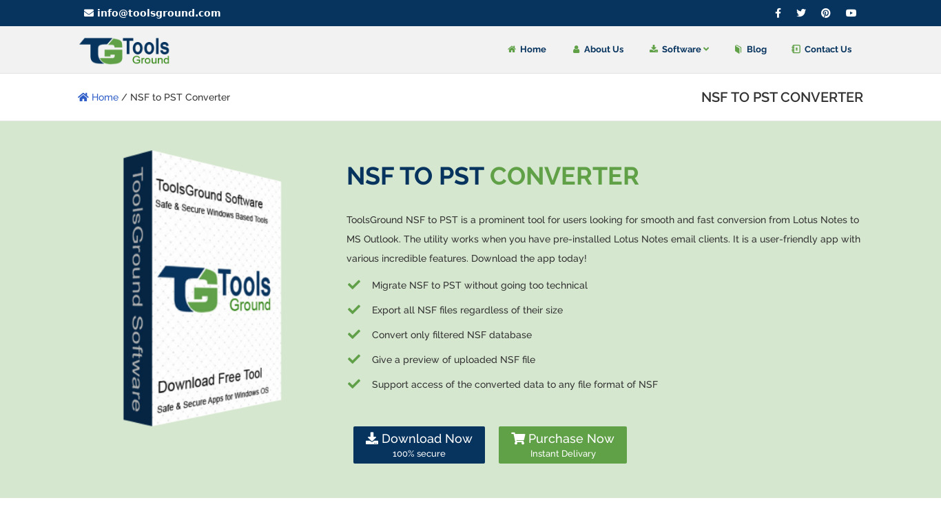 ToolsGround NSF to PST Converter Landing page