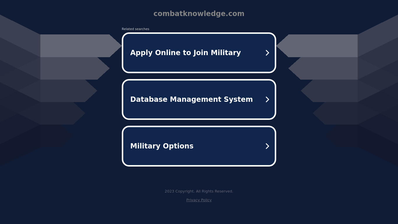 Combat Knowledge Landing page