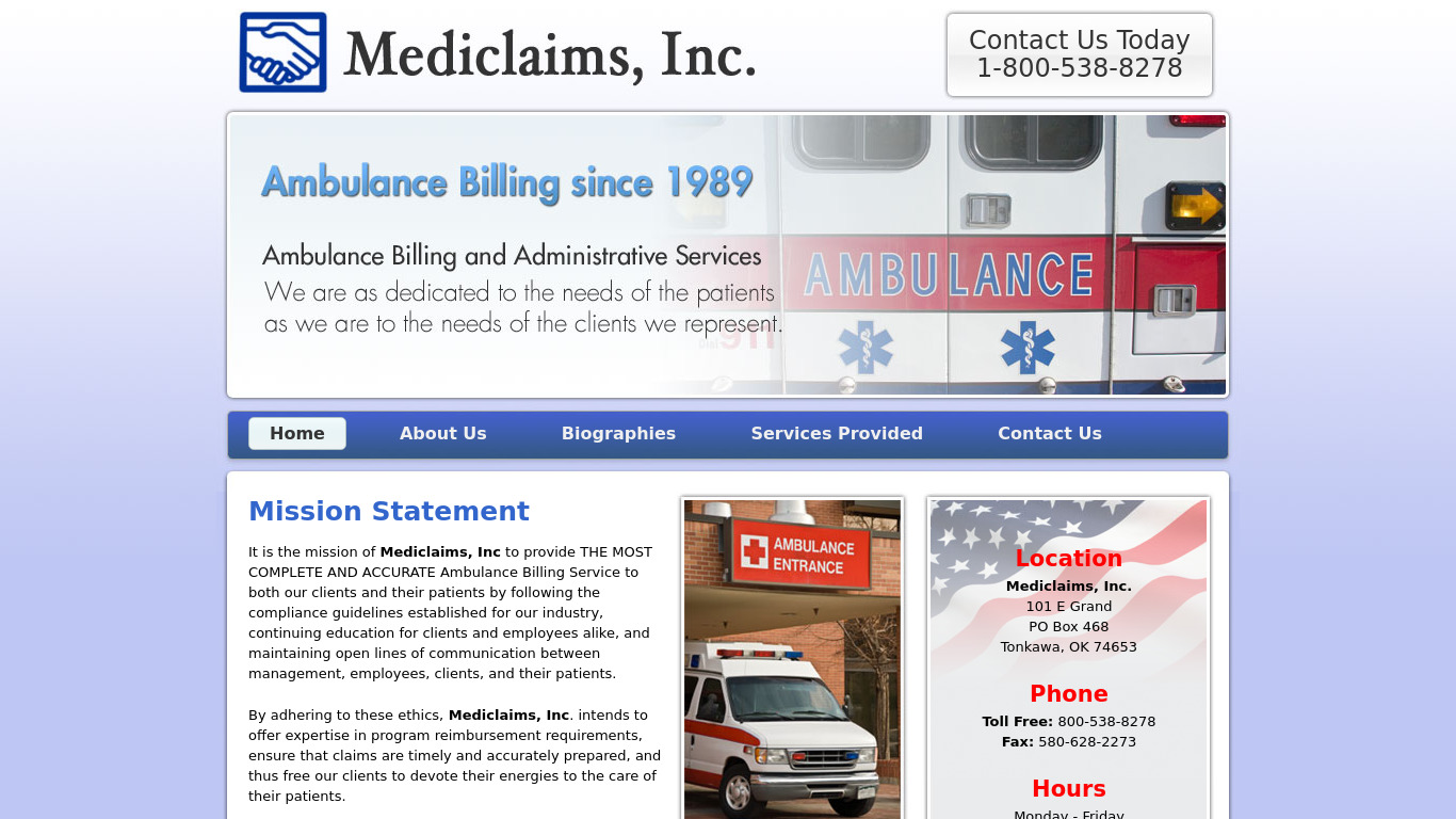 MediClaims Landing page