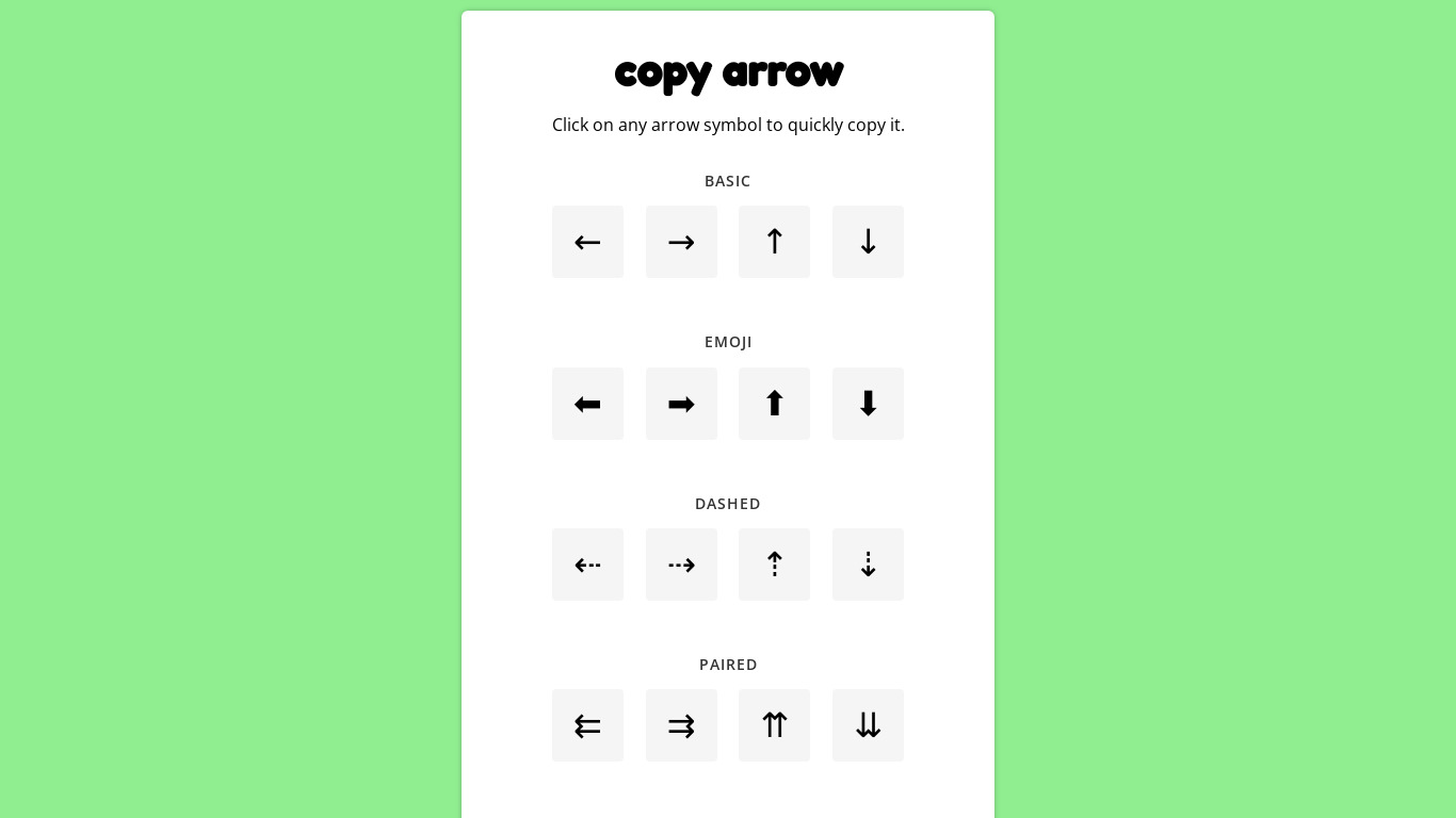 Copy Arrow Landing page
