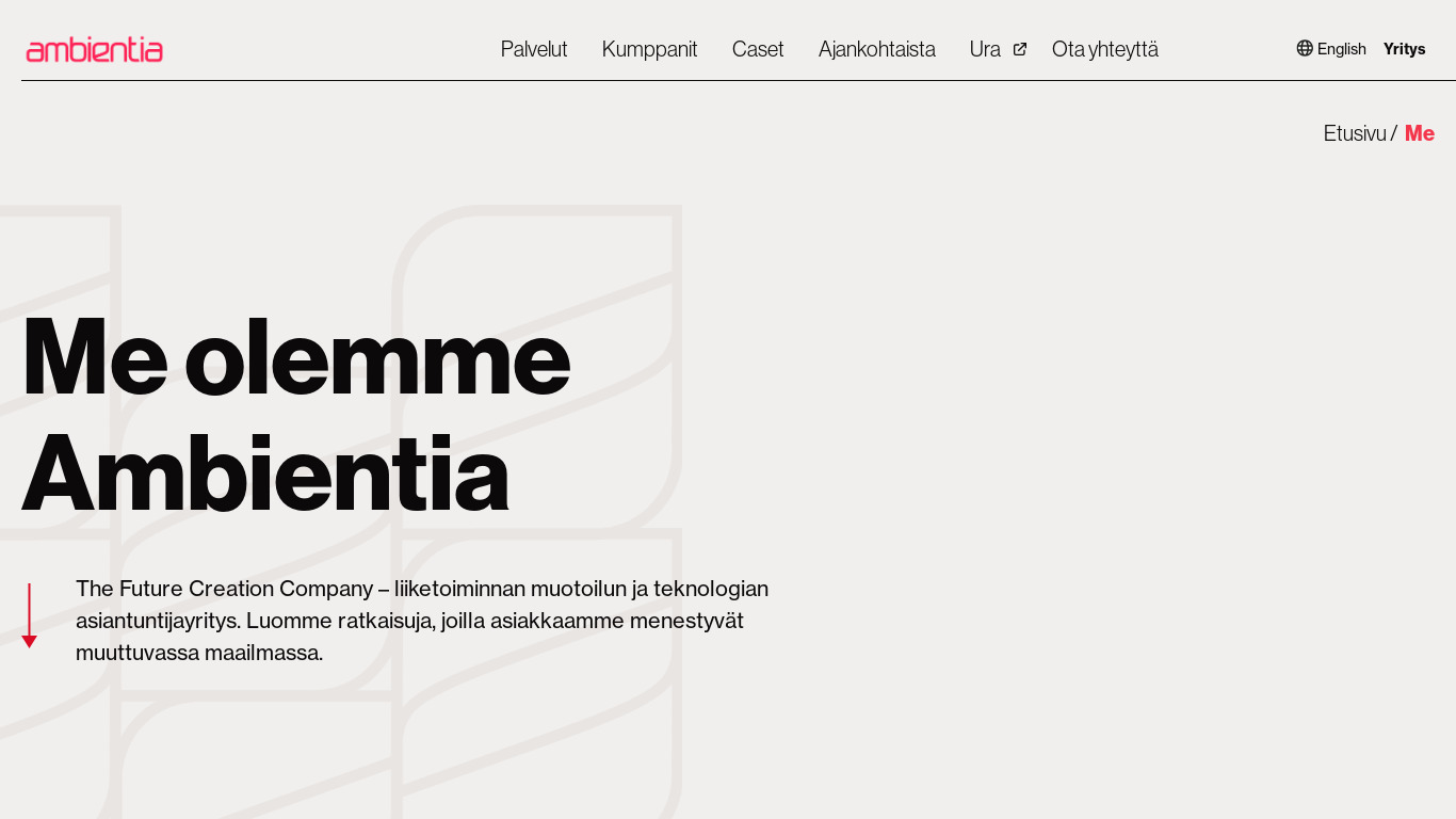 Ambientia Group Oy. Landing page