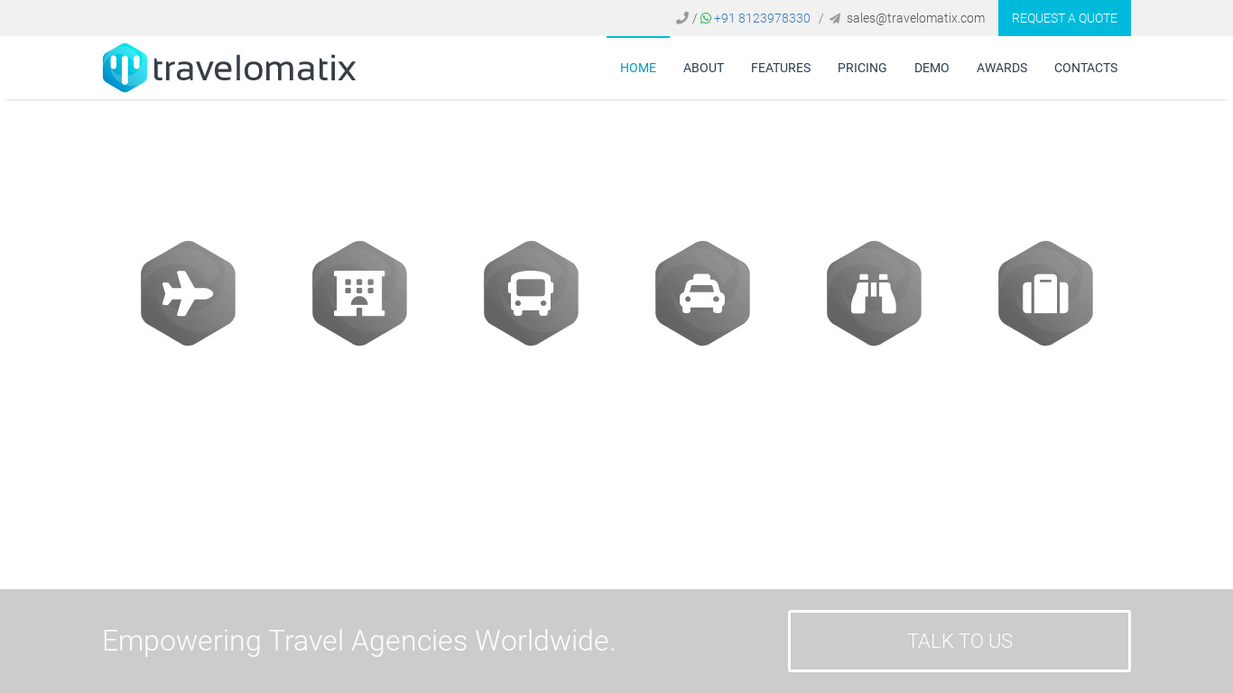 Travelomatix Landing page