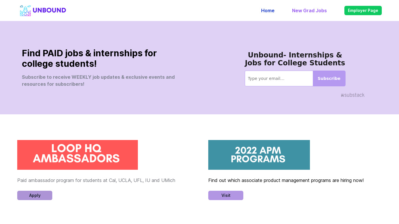 Remote Jobs for College Students Landing page