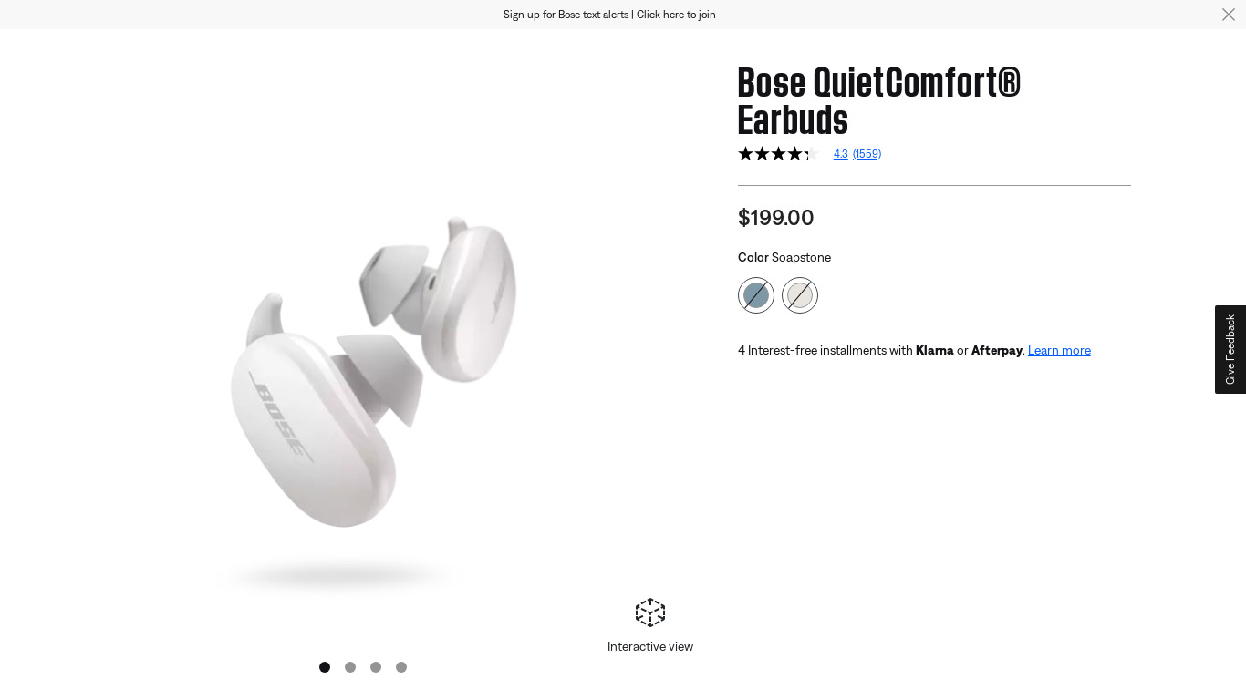 Bose QuietComfort Earbuds Landing page