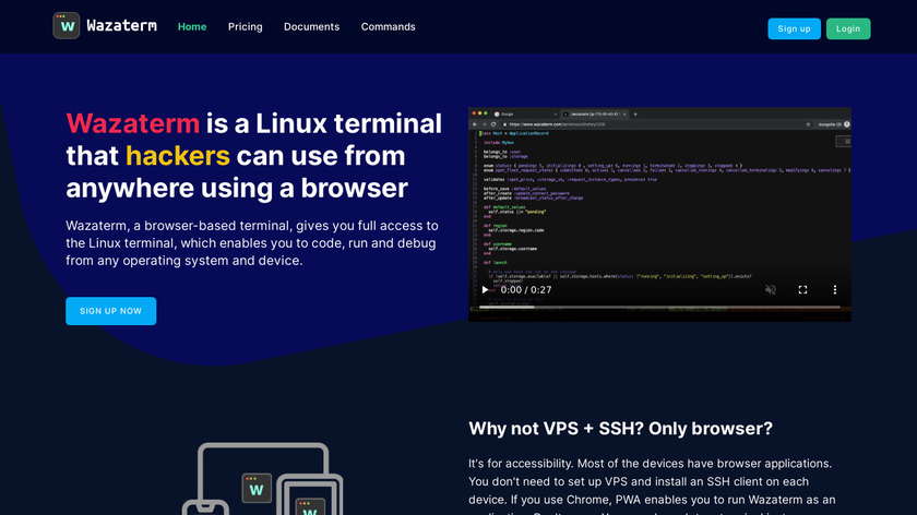 Wazaterm Landing Page