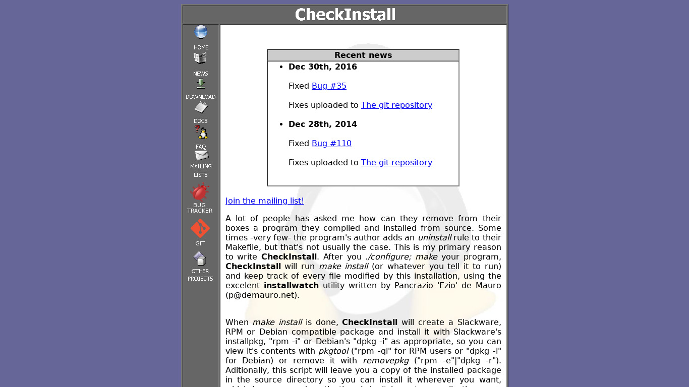 CheckInstall Landing page
