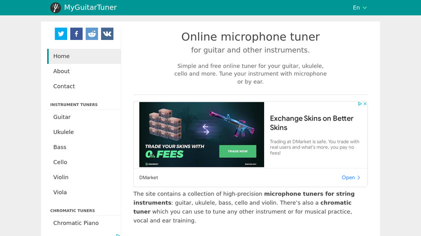 MyGuitarTuner.com Landing Page