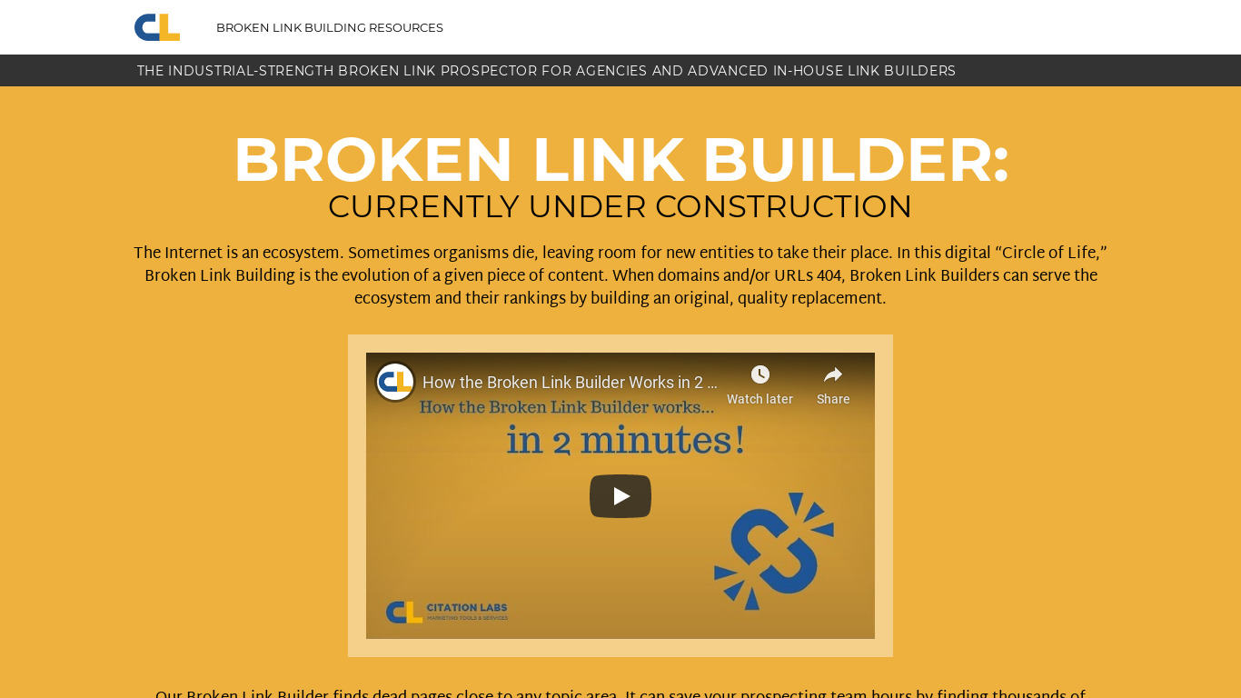 Broken Link Builder Landing page