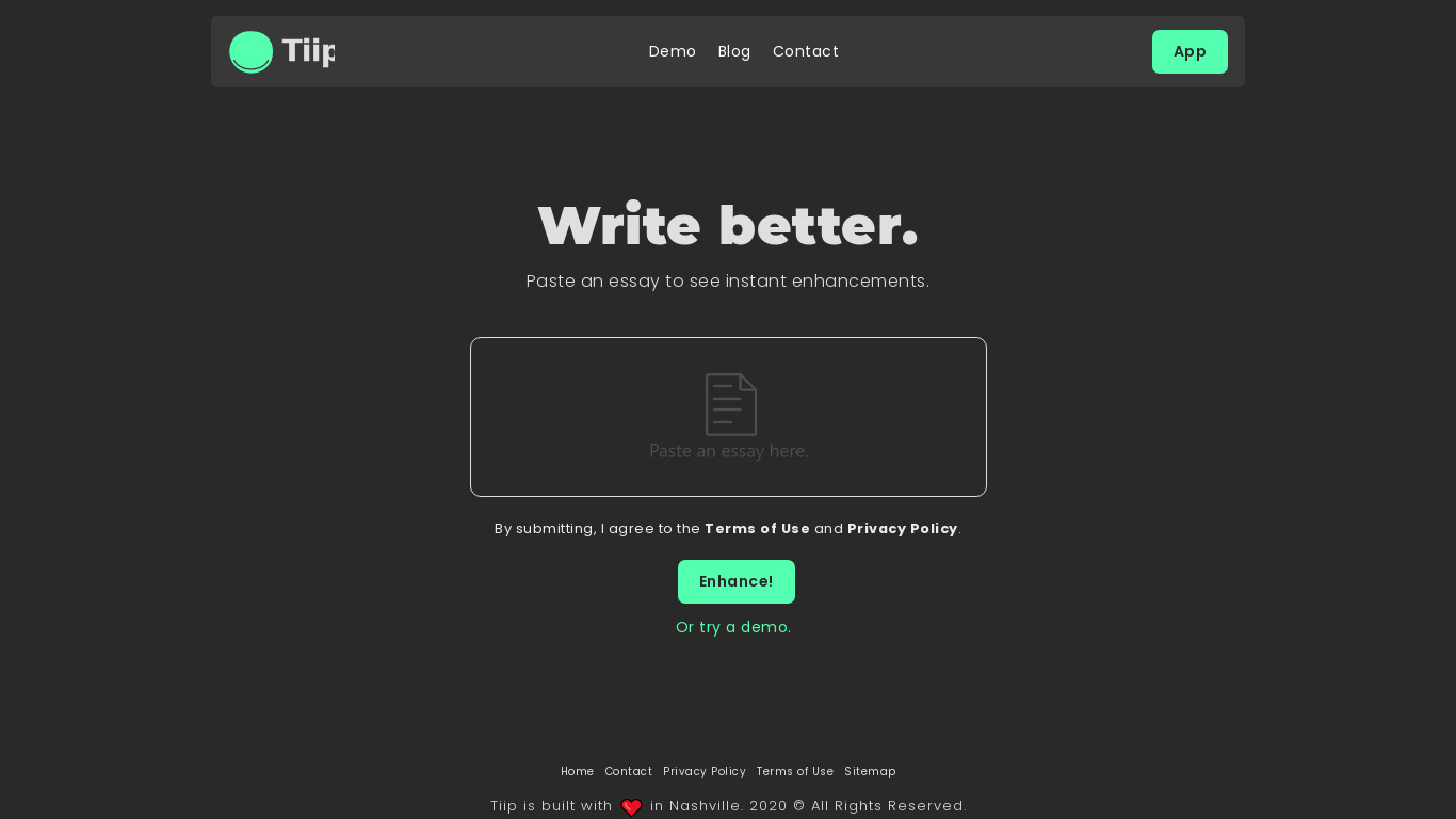 Tiip Landing page