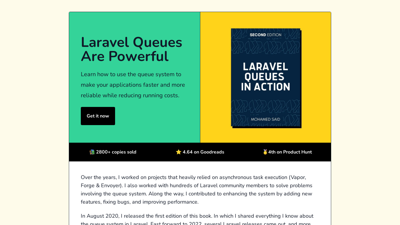 Laravel Queues in Action Landing page