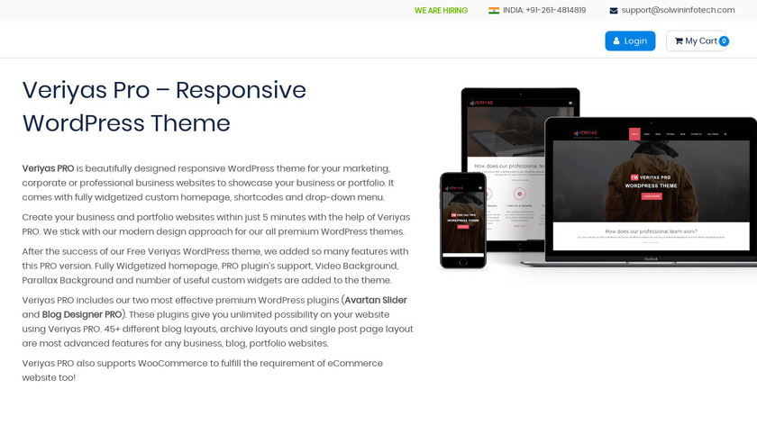 Veriyas Pro WordPress Theme Landing Page