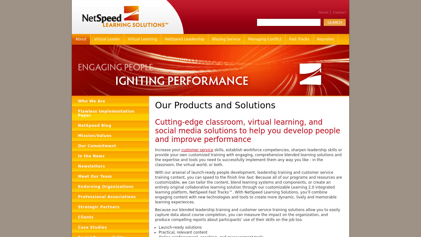 NetSpeed Learning Solutions Landing page