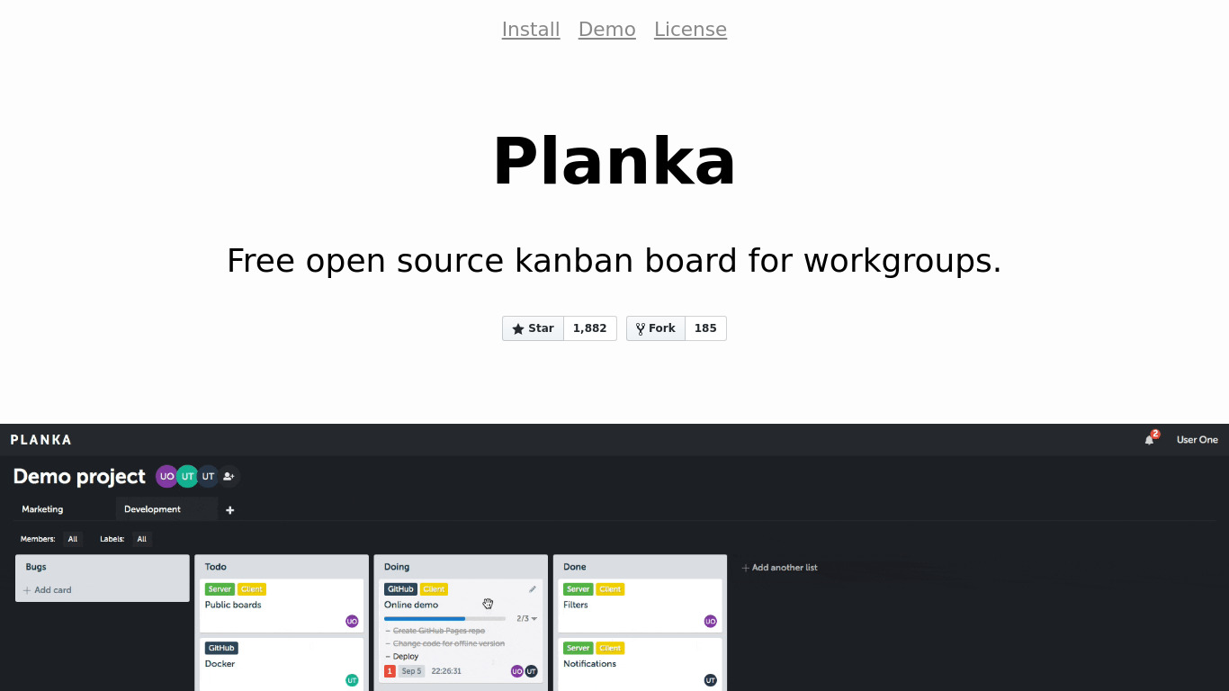 Planka Landing page