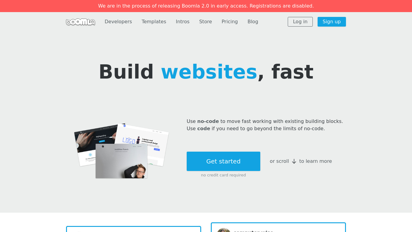 Boomla Website Builder Landing page