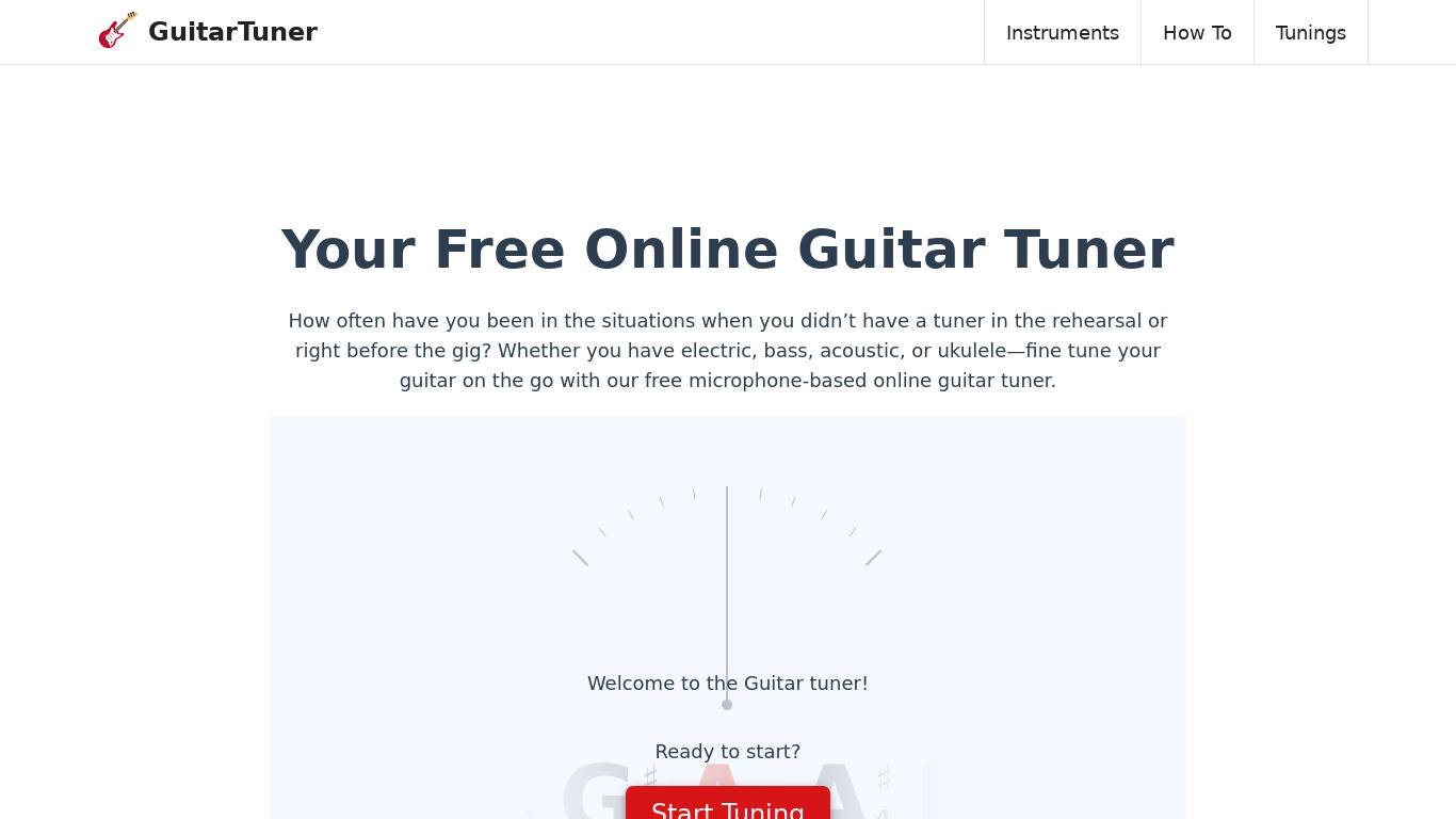 Guitar-Tuner.app Landing page