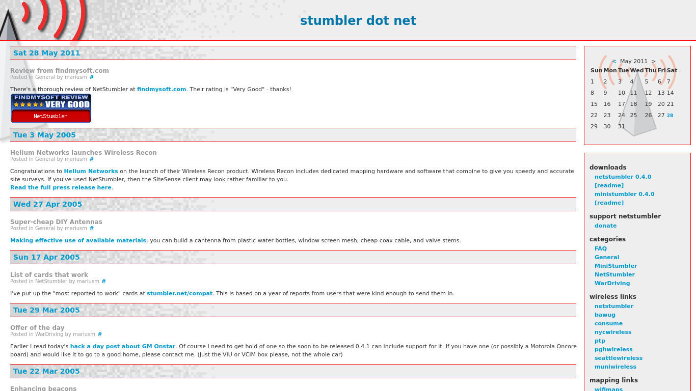 NetStumbler Landing page