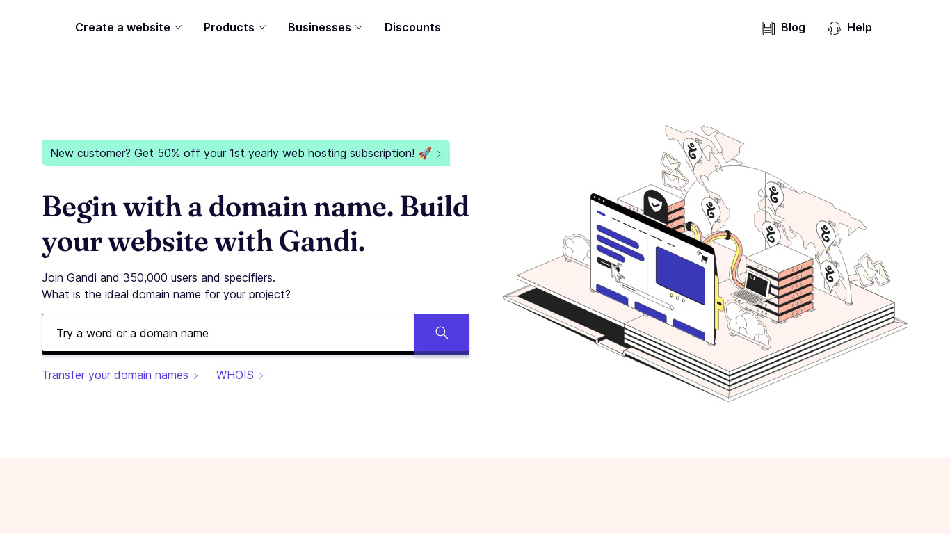 Gandi.net Landing page