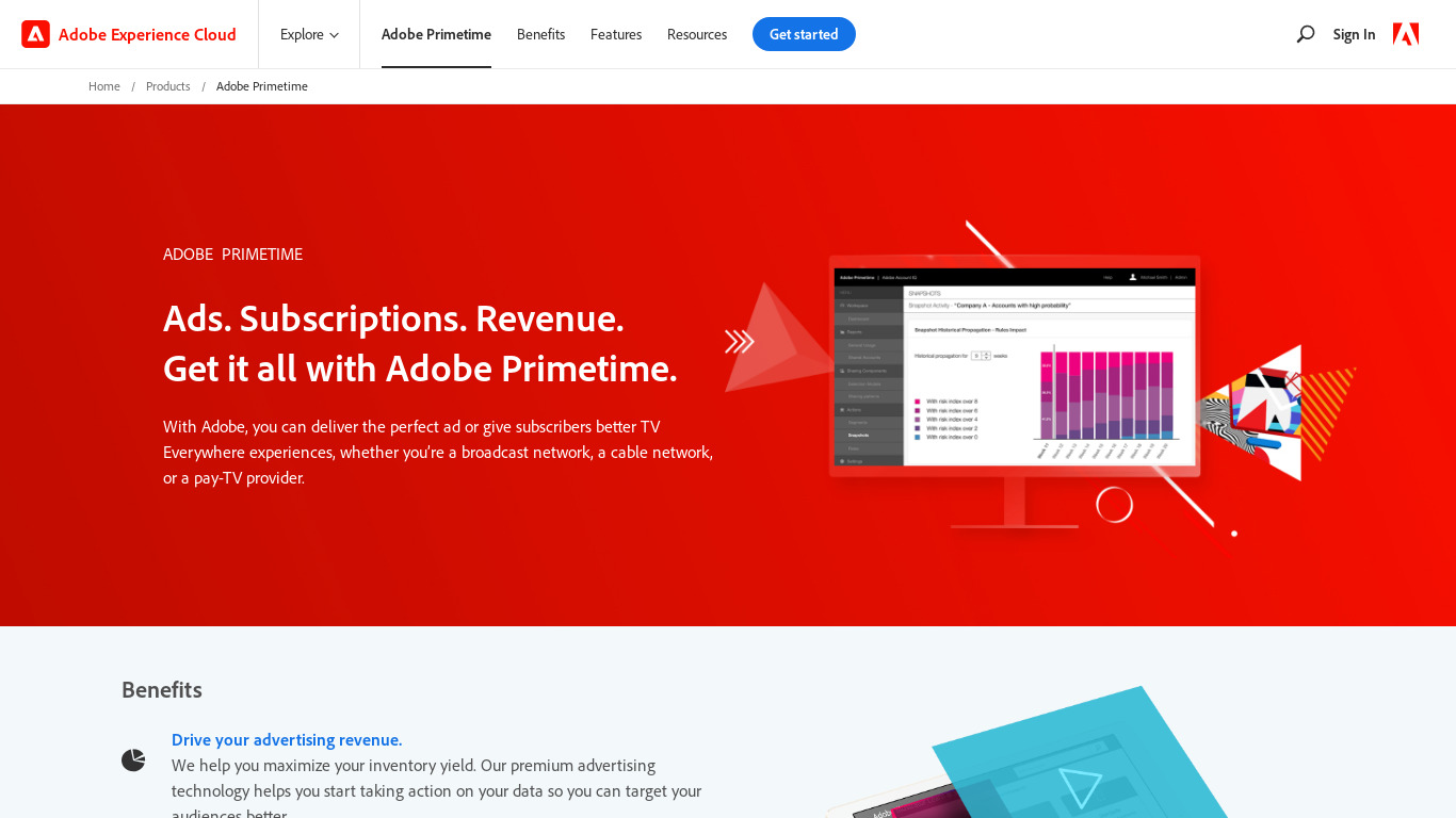 Adobe Primetime Landing page