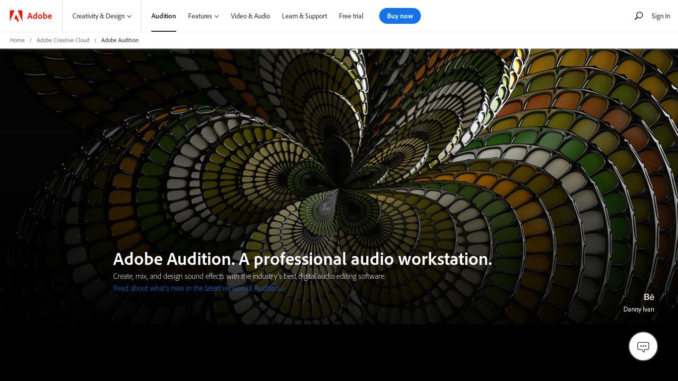Adobe Audition Landing page