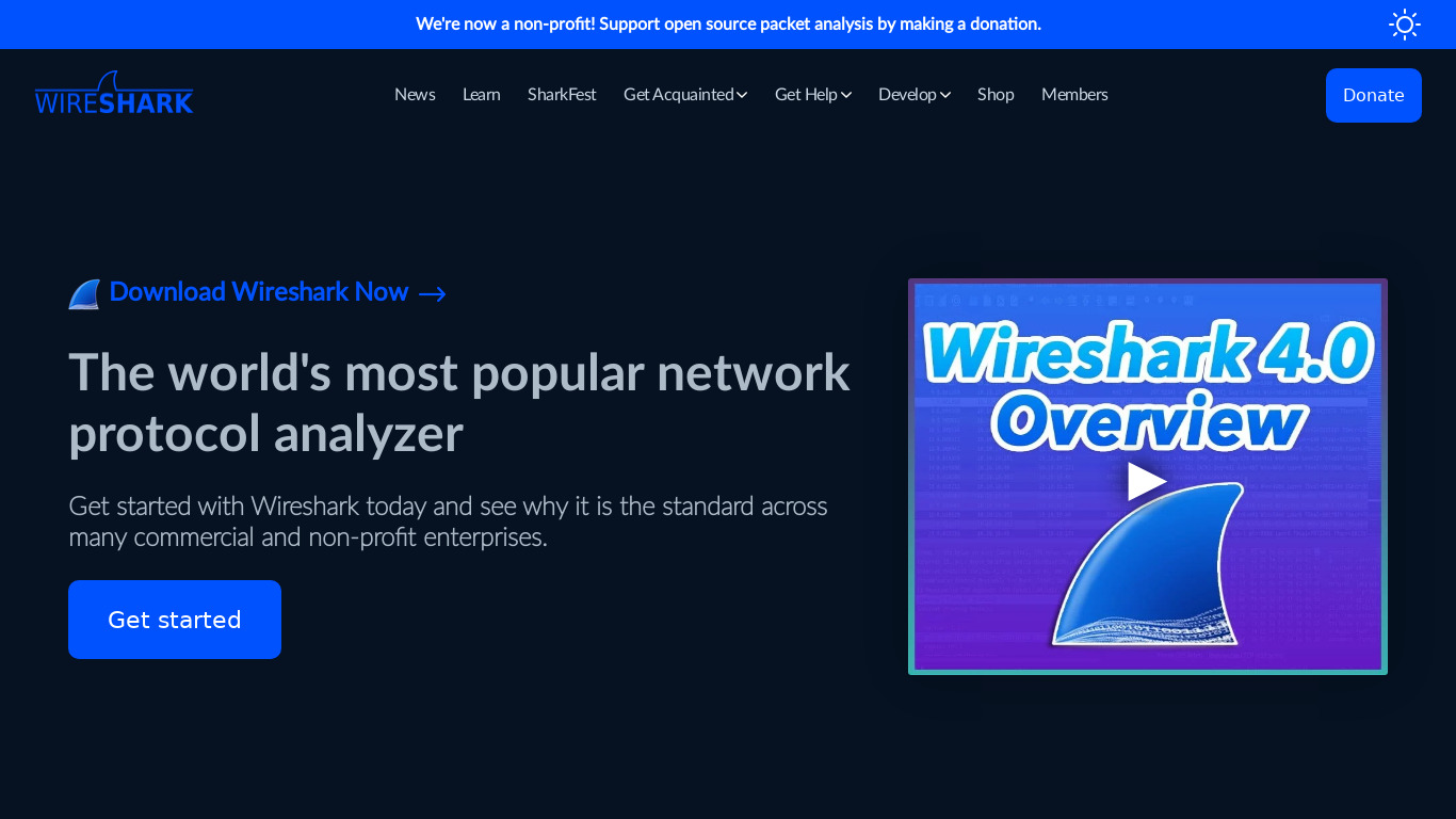 Wireshark Landing page
