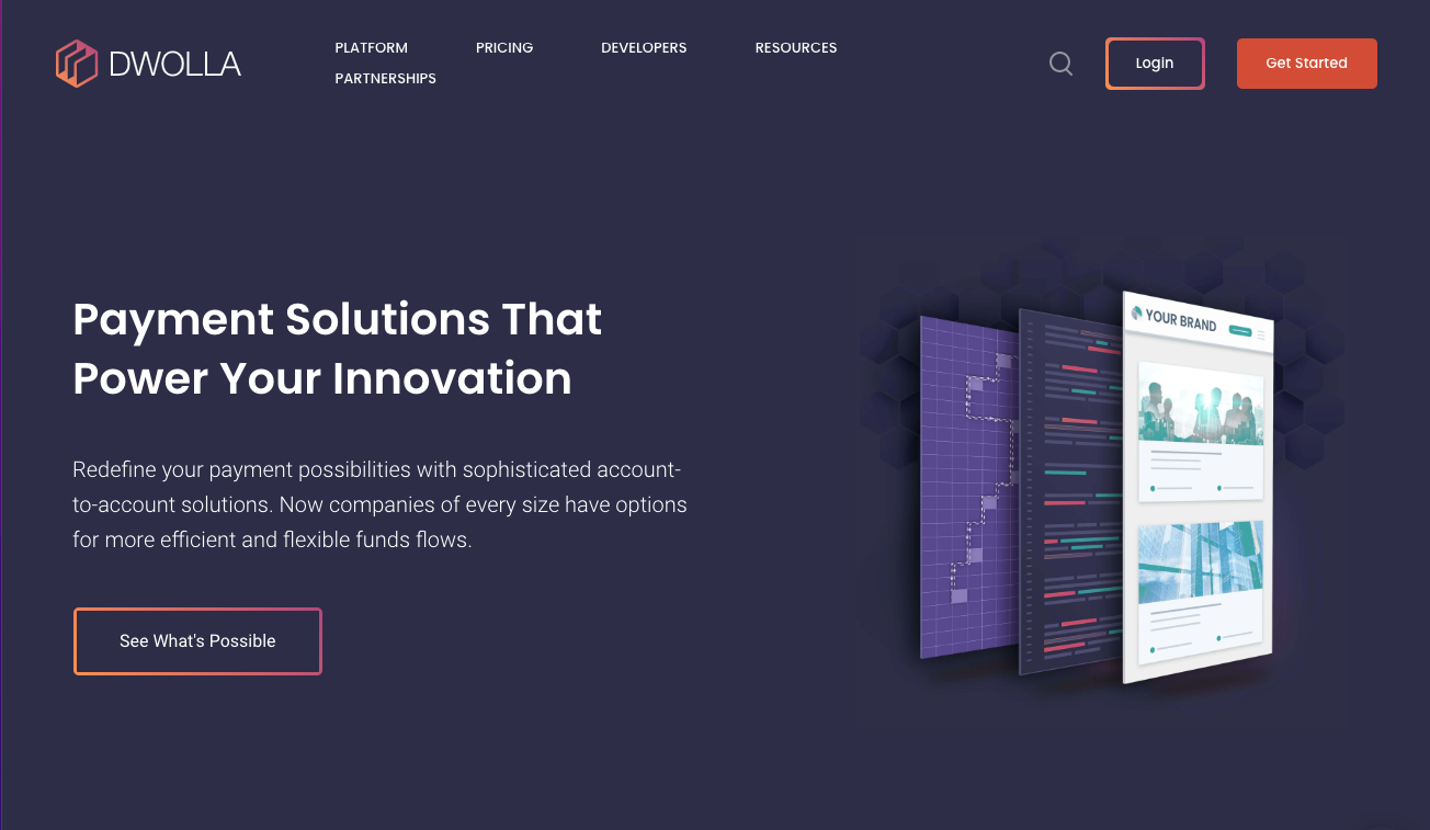 Dwolla Landing page