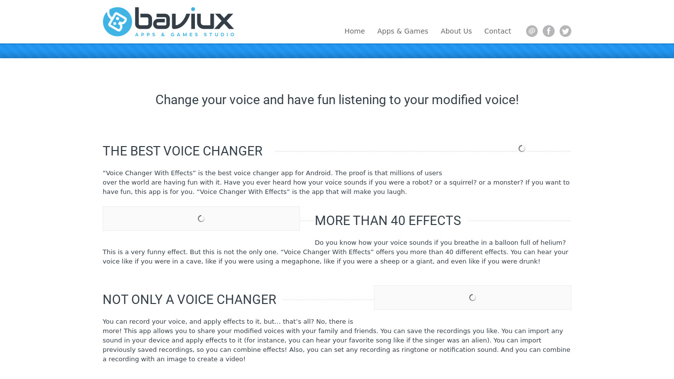 Voice changer with effects Landing page