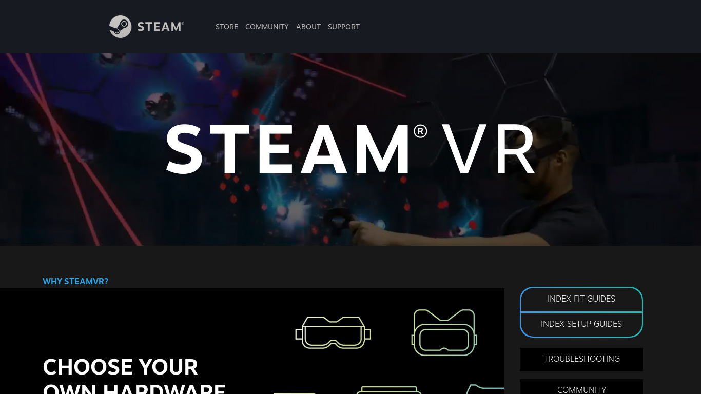 SteamVR Landing page