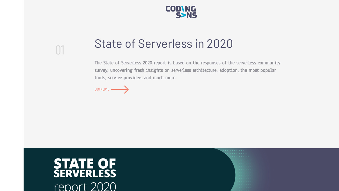 State of Serverless Report 2020 Landing page