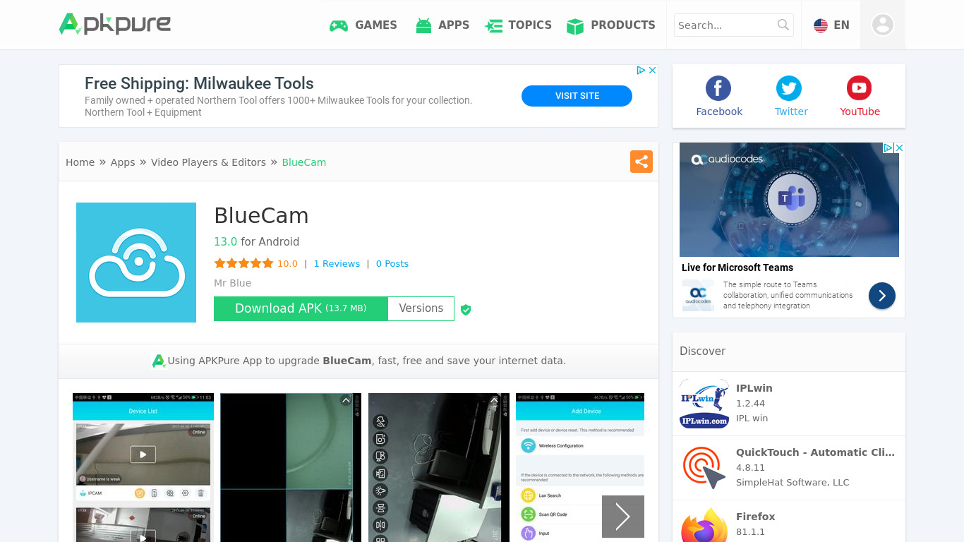 BlueCam Landing page