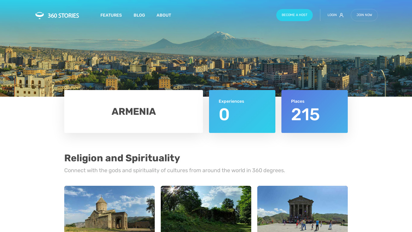 360 Stories Armenia Landing page