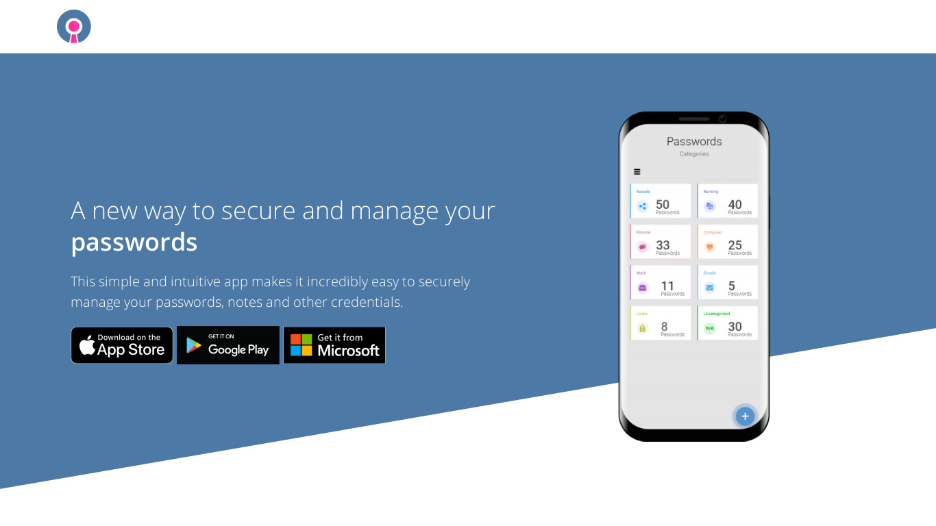 mPass - Secure Password Manager Landing page