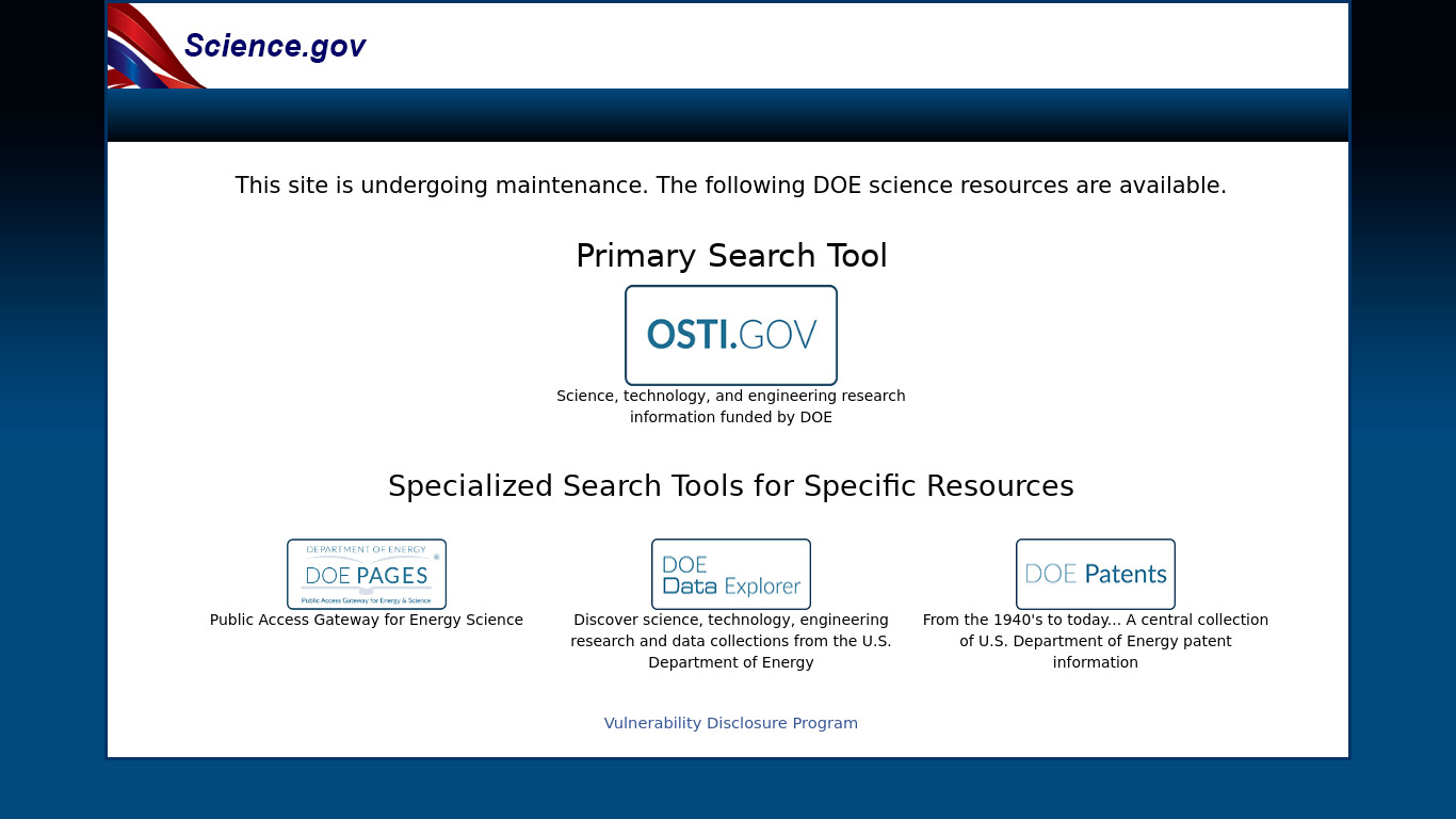Science.gov Landing page