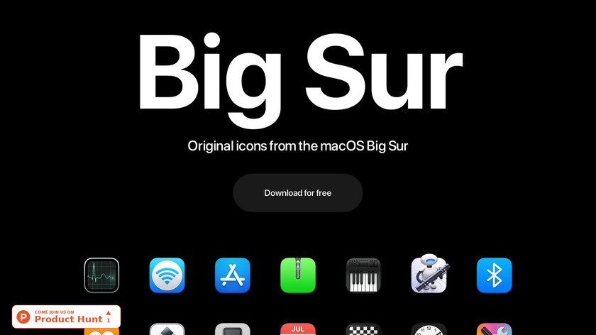 macOS Big Sur icons Landing Page