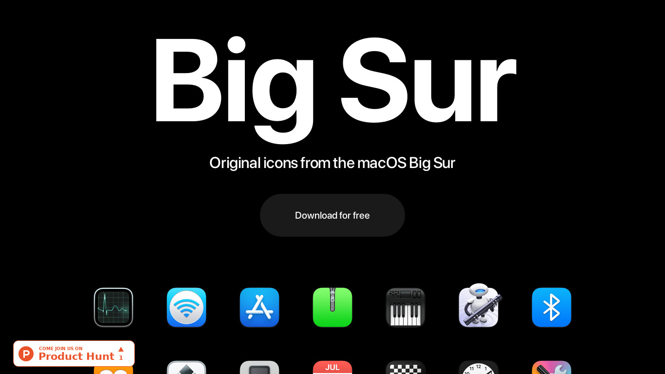 macOS Big Sur icons Landing page