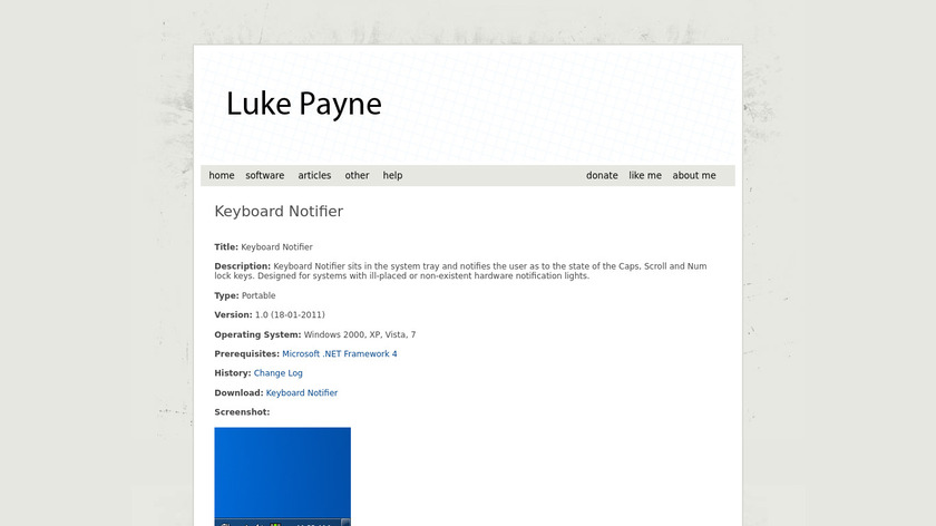 Keyboard Notifier Landing Page