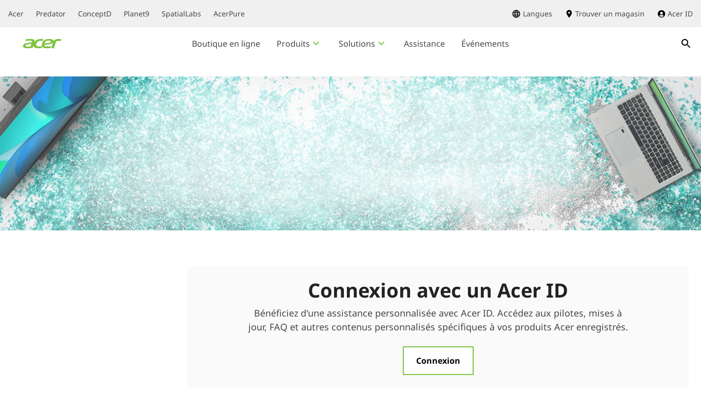 Acer Care Center Landing page