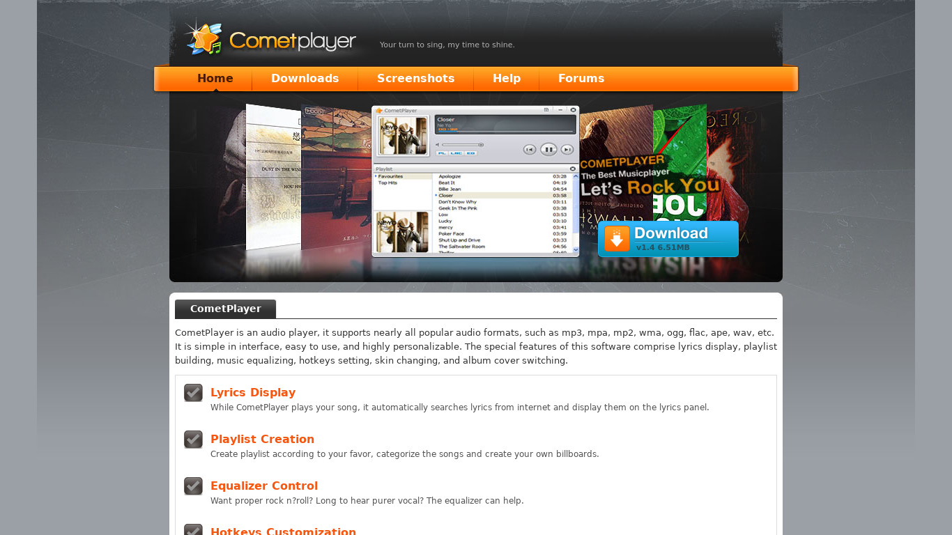 CometPlayer Landing page