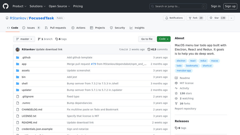 Focused Task Landing Page