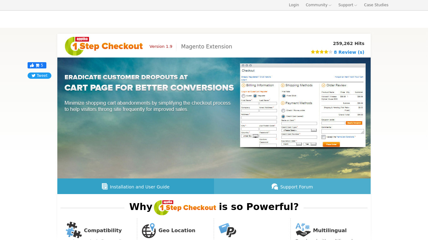 Magento One Step Checkout Landing page