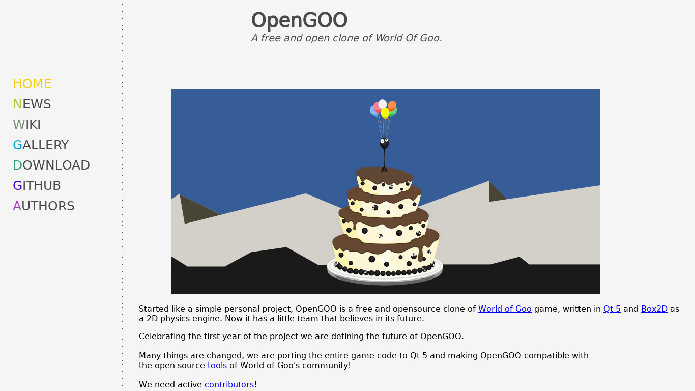 OpenGOO Landing page
