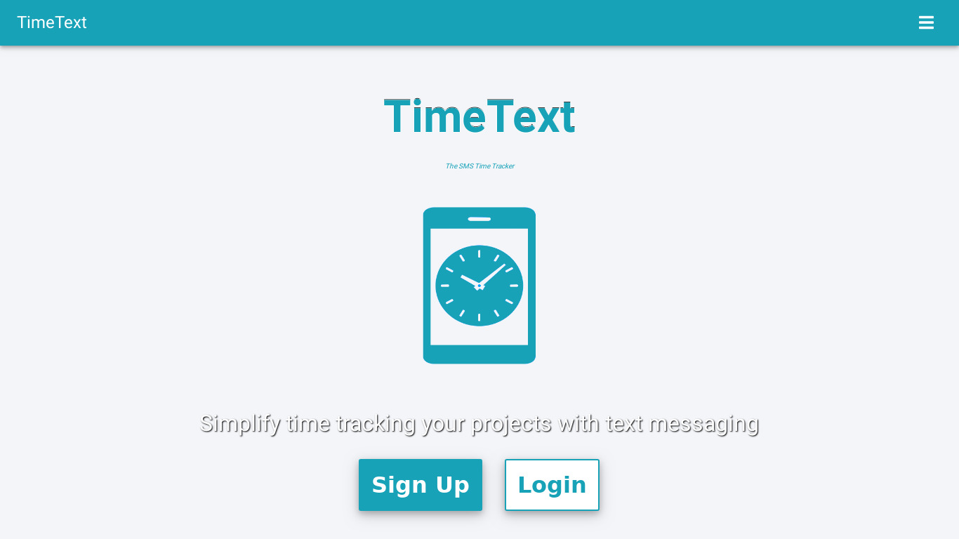 TimeText Landing page