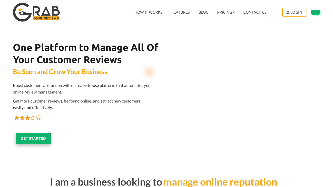 Grab Your Reviews Landing page