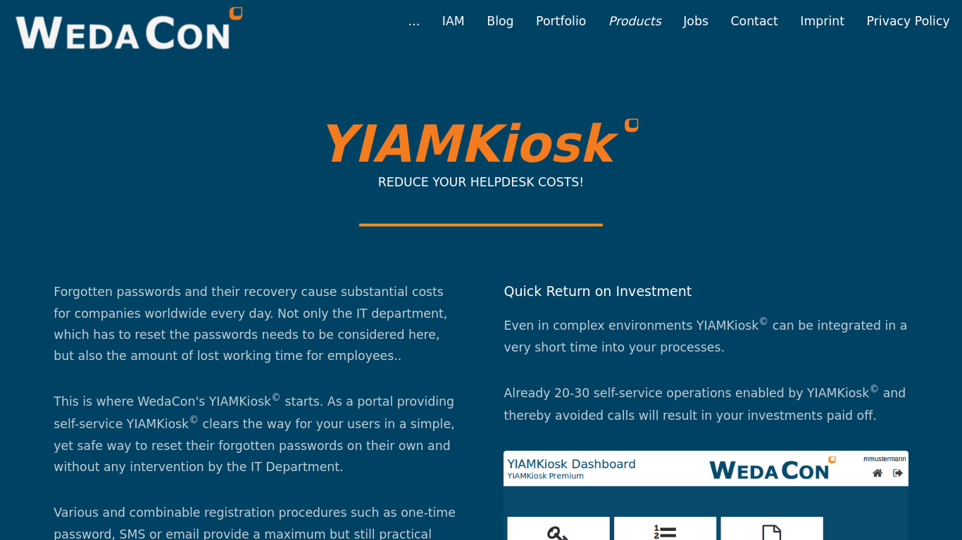 YIAMKiosk Landing page