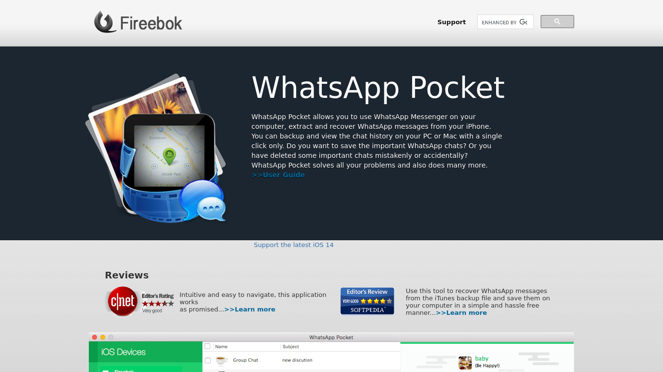 WhatsApp Pocket Landing page