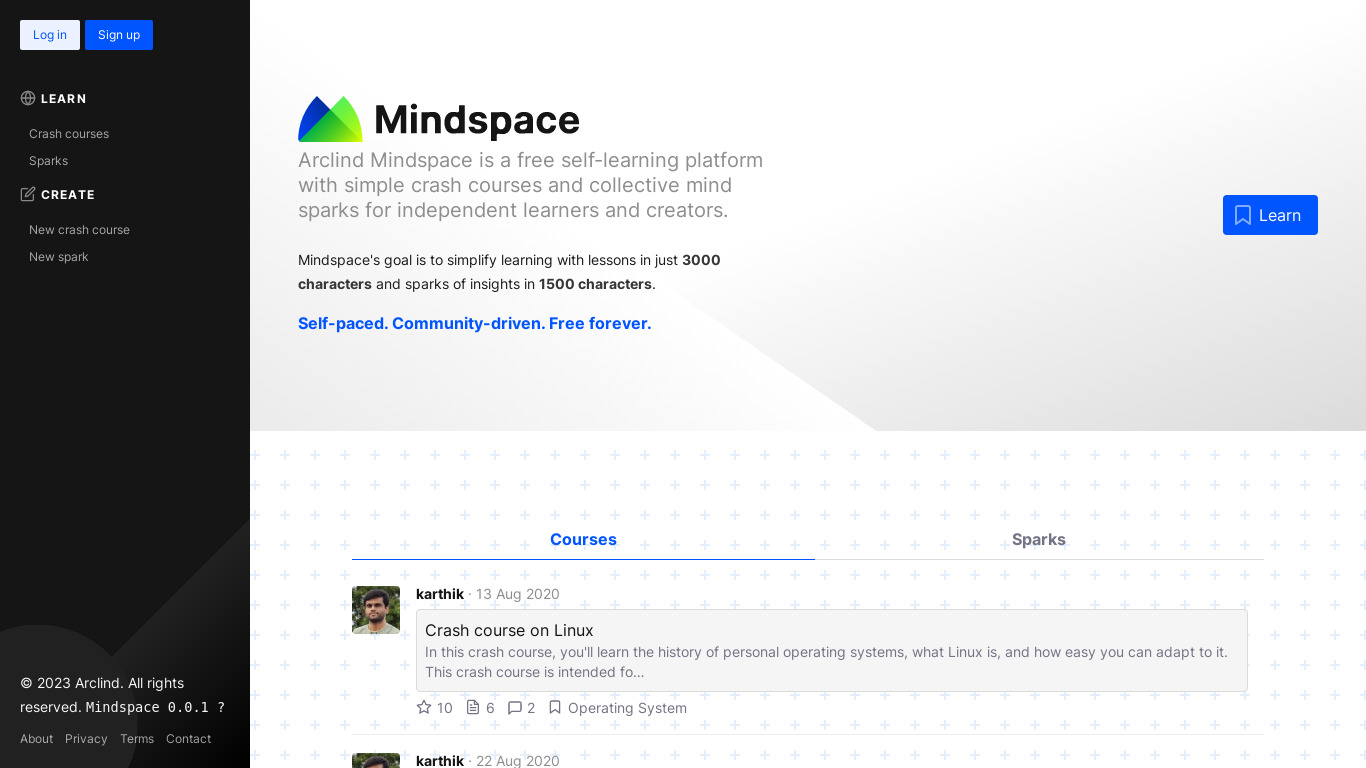 Mindspace Landing page