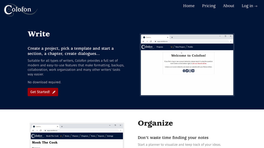 Colofon Landing Page