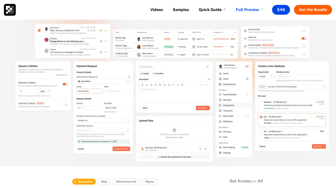 Sections Wireframe Kit Landing page