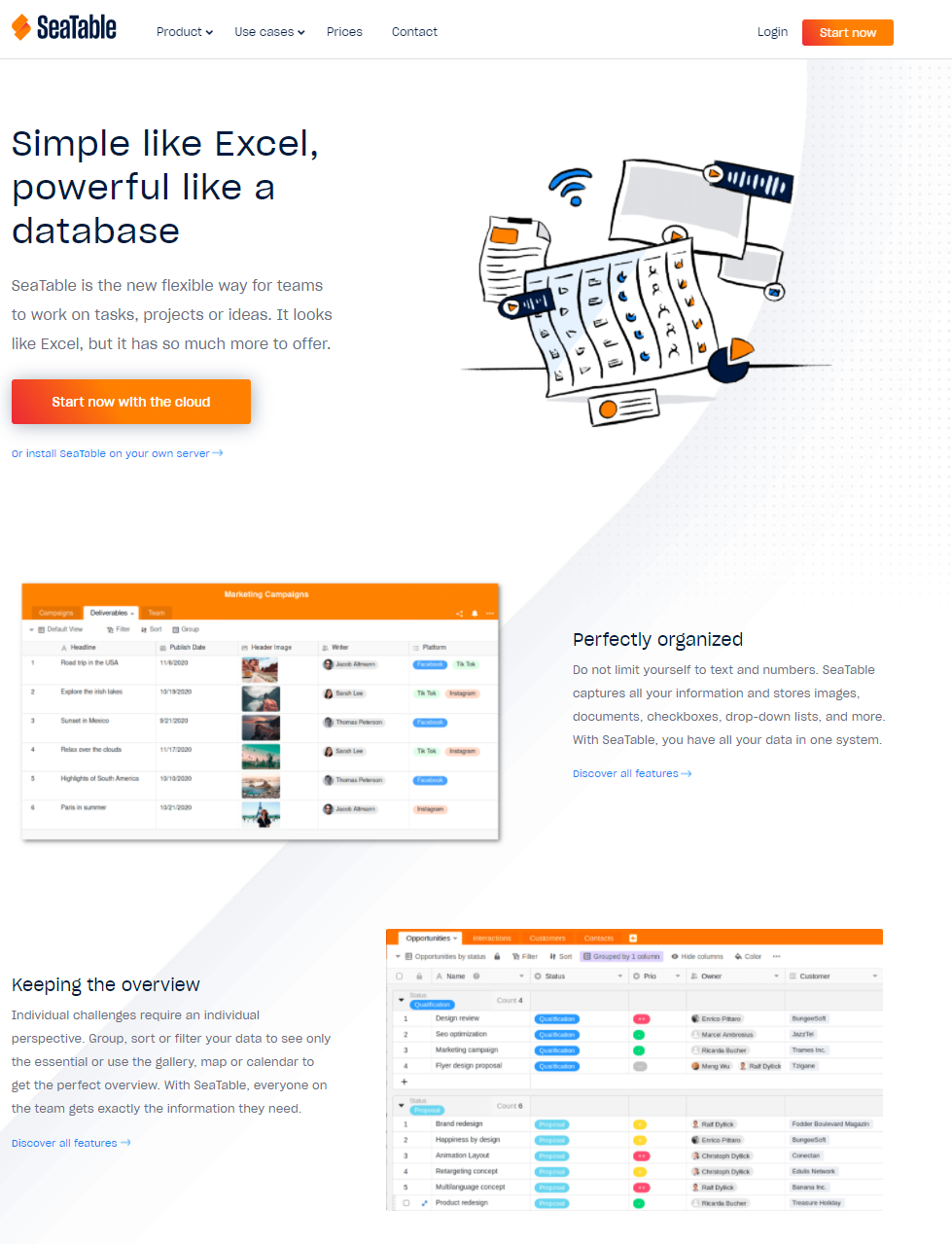 SeaTable Landing page